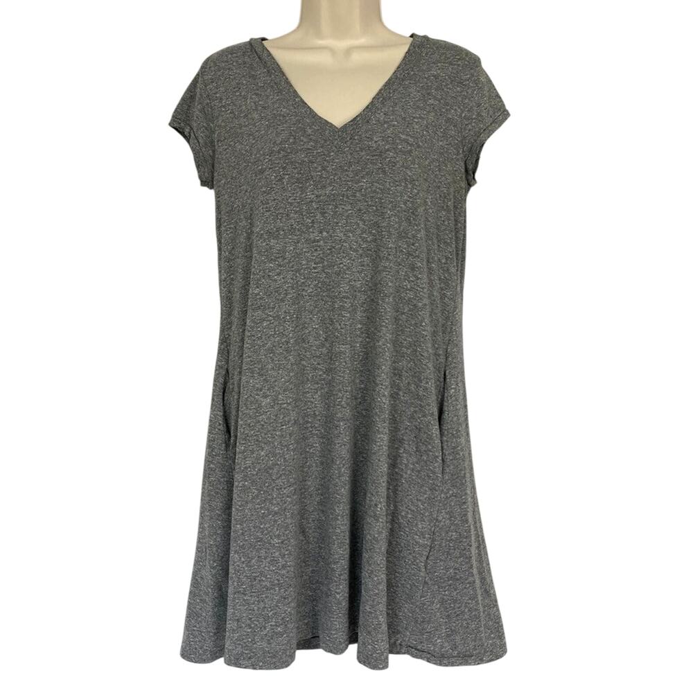 Current Elliott V Neck Trapeze Dress 2 Medium Large Heather Gray Pockets T Shirt